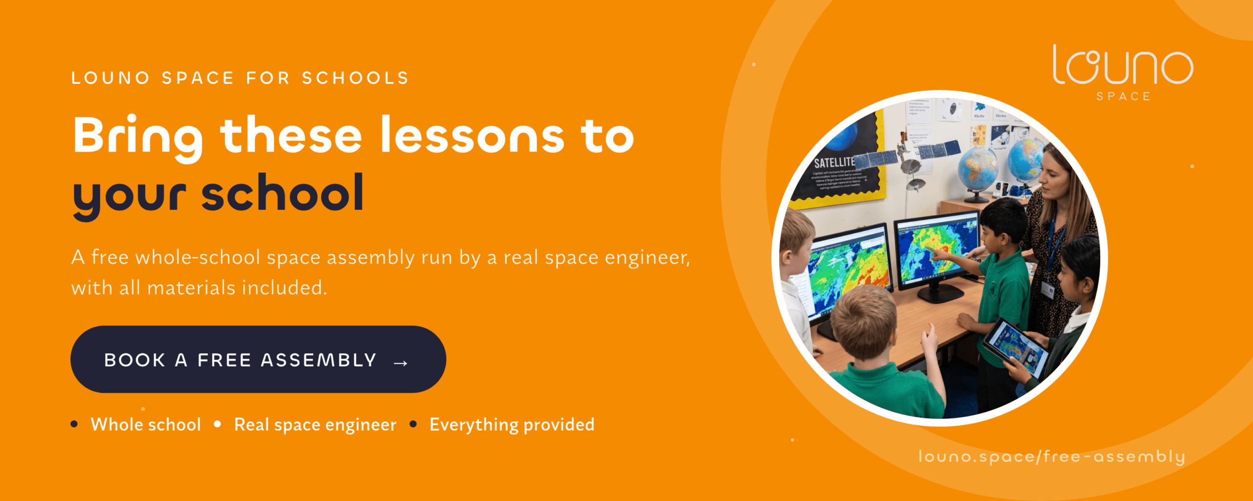 Free whole-school space assembly by Louno Space — book yours