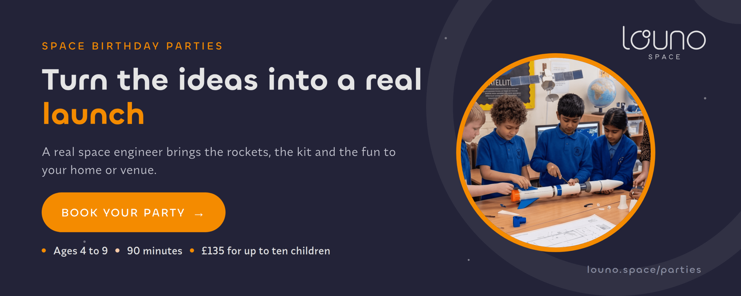 Space birthday parties by Louno Space — book your party