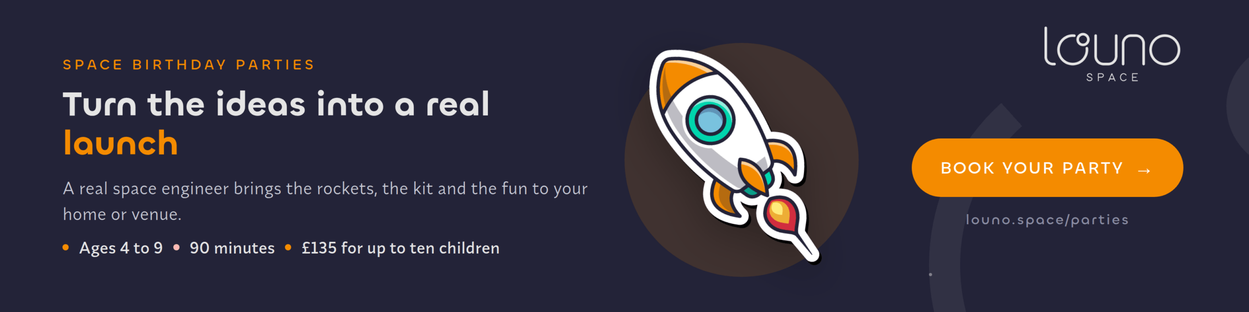 Space birthday parties by Louno Space — book your party