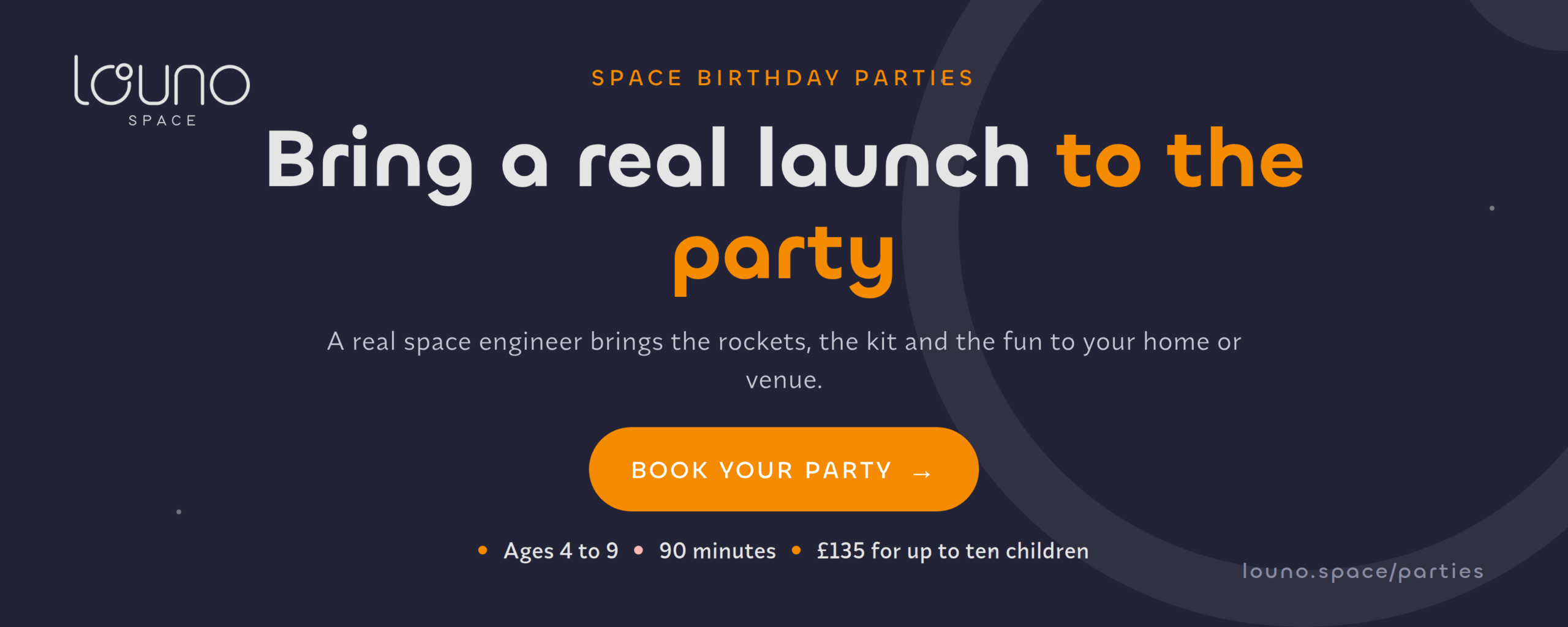 Space birthday parties by Louno Space — book your party