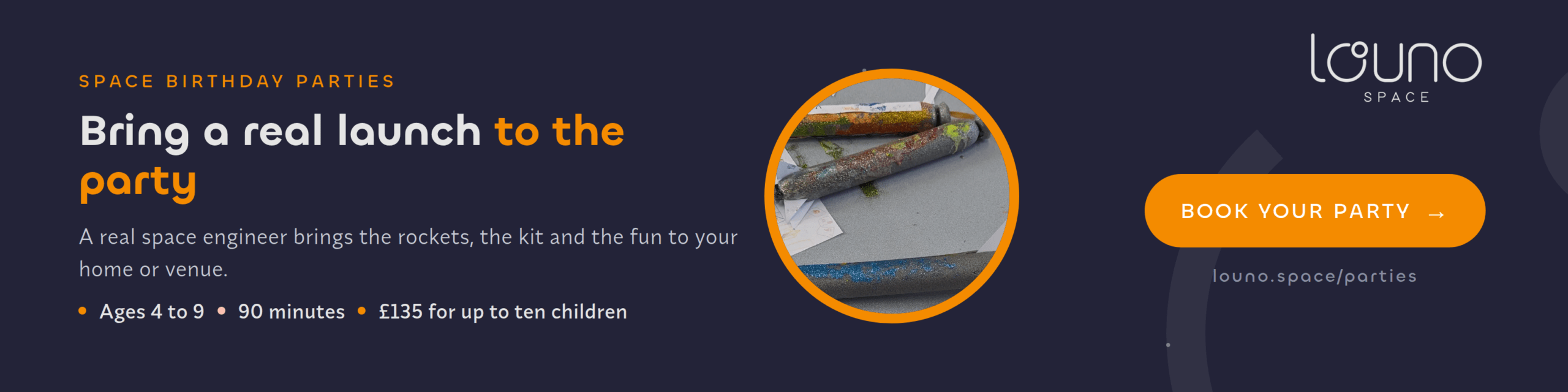 Space birthday parties by Louno Space — book your party