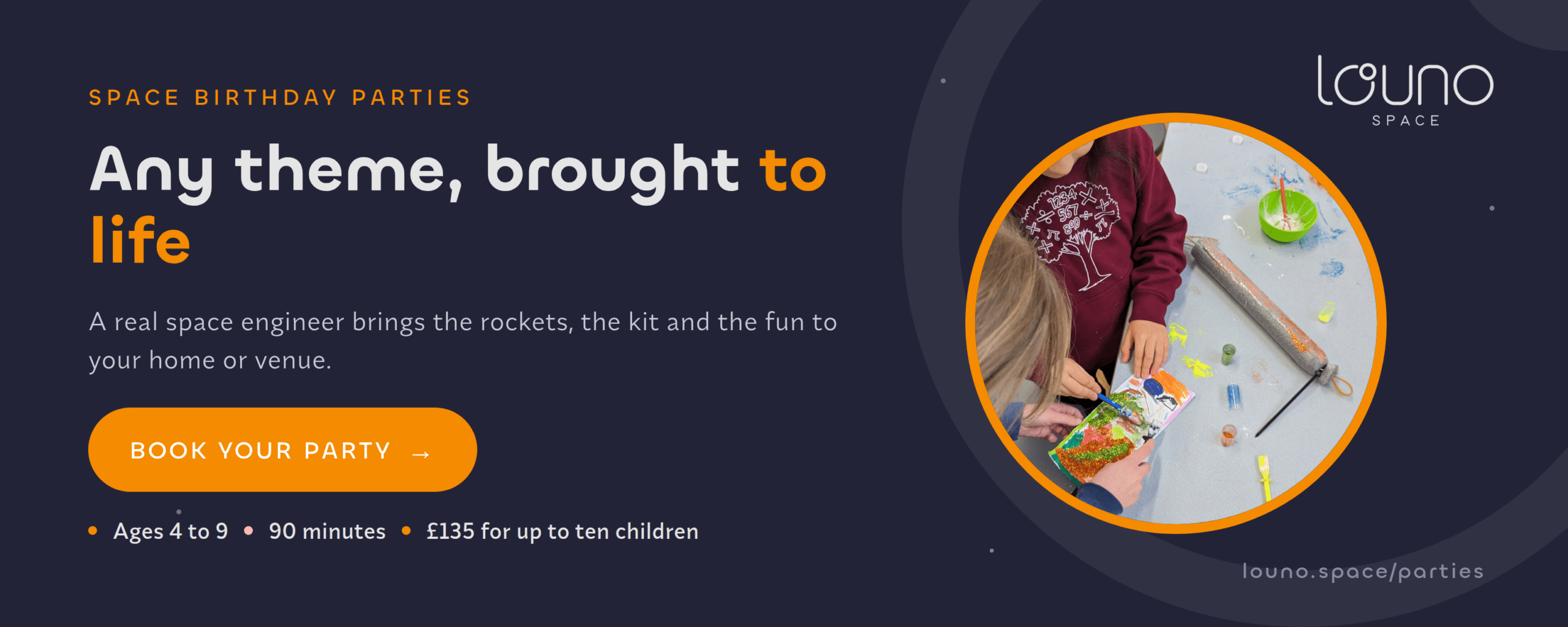 Space birthday parties by Louno Space — book your party