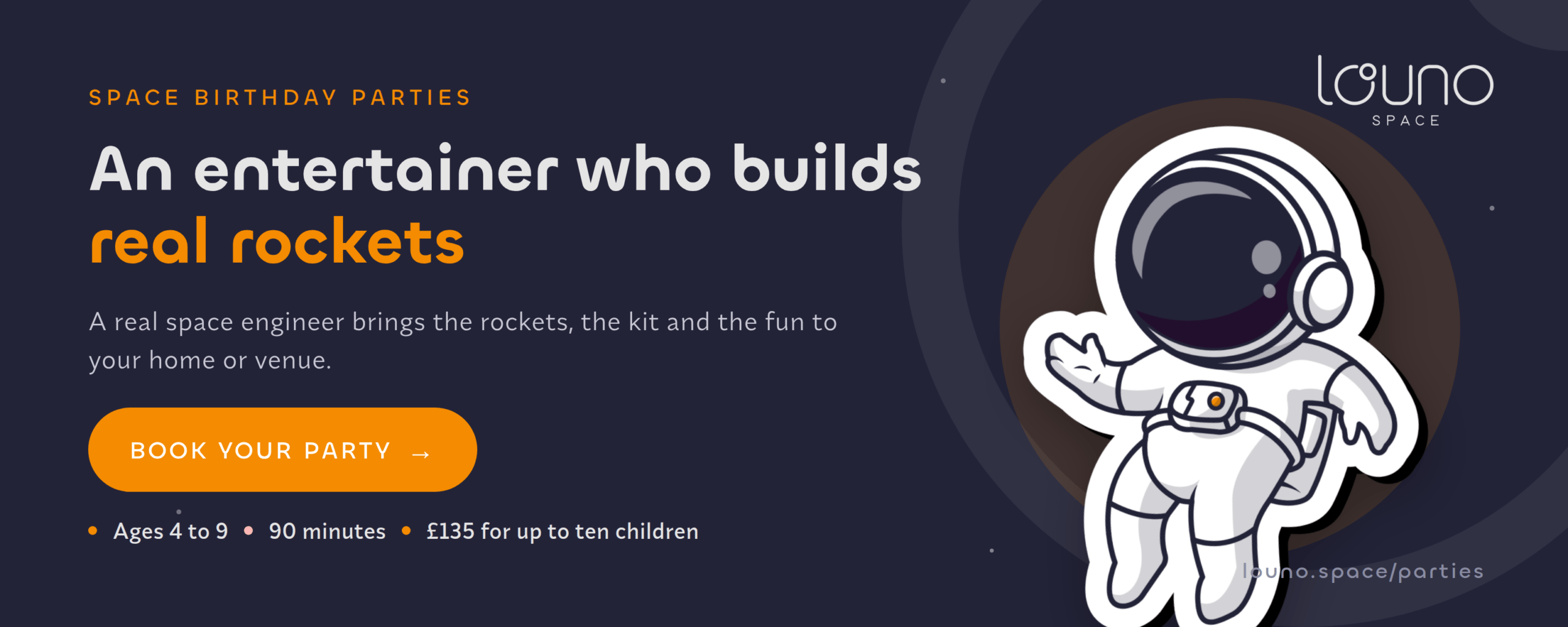 Space birthday parties by Louno Space — book your party