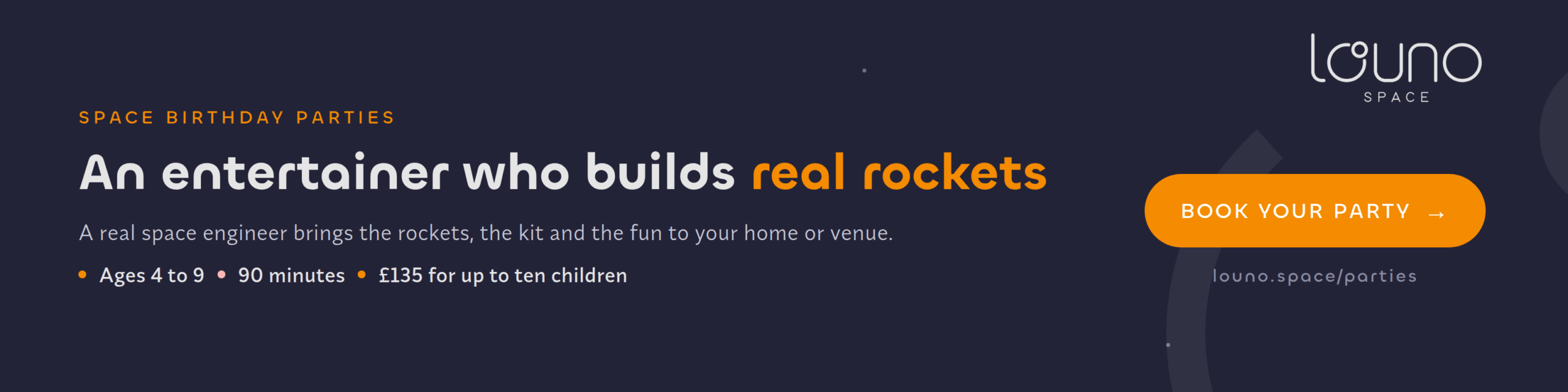 Space birthday parties by Louno Space — book your party