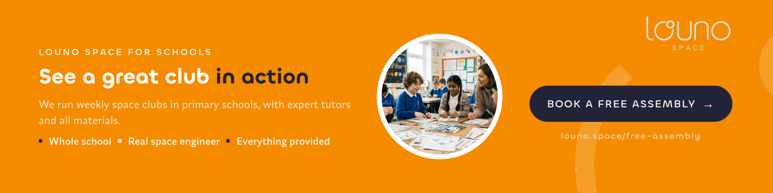 Free whole-school space assembly by Louno Space — book yours