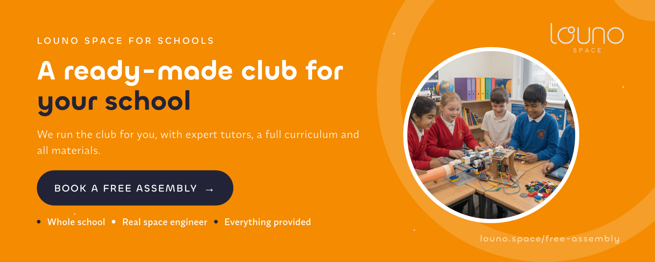Free whole-school space assembly by Louno Space — book yours