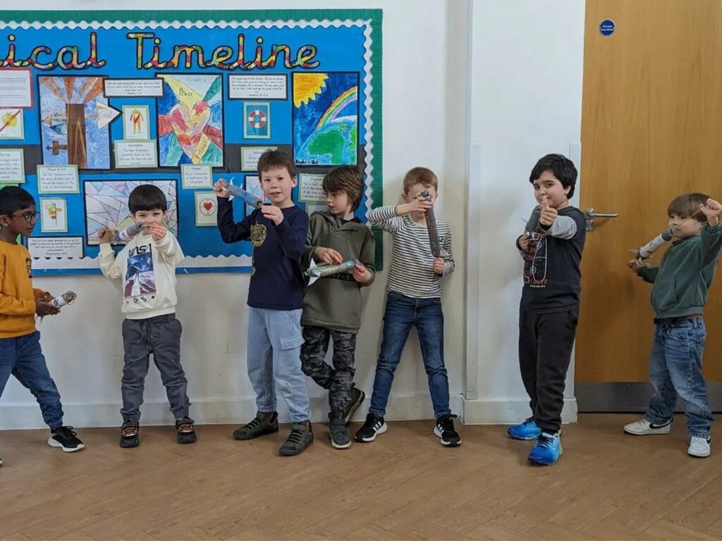 A Space Club crew taking part in a hall activity