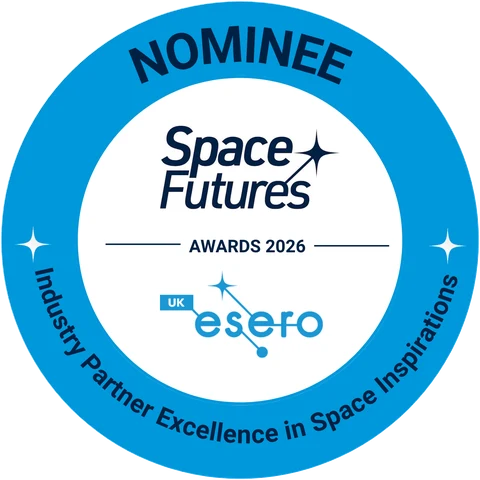 Space Futures Awards 2026 nominee badge, Industry Partner Excellence in Space Inspirations, ESERO-UK